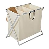Karmas製品Folding 3-bag折りたたみランドリーソーターHamperオーガナイザー洗濯服バスケットストレージベージュ