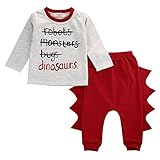ベビー男の子長袖Lettersプルオーバー+恐竜パンツ服装服セット2個 US サイズ: M カラー: グレイ