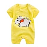 Karchi ベビー服 男女兼用 ロンパース 可愛い　半袖 漫画 動物プリント　無地　カバーオール　春夏服 誕生日　お出かけ　パーティー ０－２４ヶ月設定　全2色 (59, イエロー)