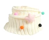 Snone冬 ネックウォーマー スヌード ニット 手編み風 フラワー モチーフ ガールズ キッズ 女の子 子供 防寒 暖かい ストレッチ 襟巻き マフラー カジュアル