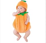 WS-HOME ベビー ハロウィン 仮装 コスチューム かぼちゃ 帽子 2点 セット かわいい トータルコーディネイト オレンジ みかん 赤ちゃん