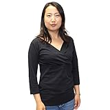 授乳　7分袖インナー　授乳服　マタニティ マタニティウェア インナー 下着 妊婦 ママシャツ 丈長シャツ mtk-303 (M, 黒)