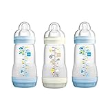 1パック3ブルー＆ホワイト、抗疝痛自己滅菌ボトル260ミリリットルをMam (MAM UK LTD) - MAM Anti Colic Self-Sterilising Bottle 260ml, B
