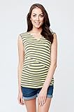 RIPE maternity ストライプエンブレースタンクナーシングマタニティトップ サイズS グレー/イエロー S6043 授乳対応