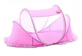 Baby MosquitoカバーフリーをインストールポータブルYurts折りたたみ式Stent withクッションキャリーバッグ撥虫、保護、100 %満足保証 ピンク