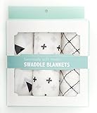 Unisex muslin swaddle blankets for babies (3 pack, 47 x 47) by Mooiste