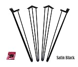 29 "ヘアピン脚(サテンブラック、three-rod ) -スーパー工業strength- 1 / 2 " steel- Mid Centuryモダン – セットof 4テーブル脚