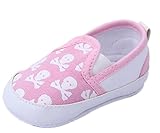 (ビグッド)Bigood ベビー靴 ズックシューズ 赤ちゃん ルームシューズ 滑り止め ソフトソール カジュアル ドクロ柄 長さ13cm ピンク【並行輸入品】