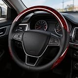 TATACLEA 車の ハンドルカバー 木目調 極薄カーボンファイバー オールシーズン万能 吸汗性 滑り止め(レッド)