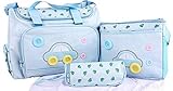 L’oiseau bleu （ロワゾブルー） マザーズバッグ かわいい 車柄 親子バッグ ・ 哺乳瓶カバー ・ オムツ換えシート の４点セット に 多機能 インナーバッグも付いてます (ブルー)