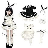 rakulifey ドールアウトフィット 人形メイド服 1/6ドール衣装 1/6球体関節人形着せ替え ドールドレス 5点セット プレゼント 変装 (1/6ドール服)