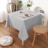 AooHome テーブルクロス 長方形 撥水 大判 無地 汚れ防止 おしゃれ シンプル テーブルカバー 長机 リネン類 耐熱 丸洗い お手入れ簡単 業務用・家庭用 グレー 110X240cm