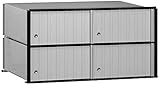 Salsbury Industries 2204アルミニウムメールボックス、4ドア、ラックラダーシステム、アルミニウムwithブラックトリム