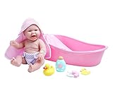 JC Toys La Realistic Baby Doll Bathtub Gift Set Featuring??13" All Vinyl Newborn Doll (8 Piece)