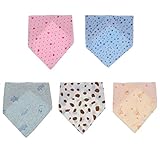 Baosity 5枚　幼児　ベビー　キッズ　三角　可愛い　唾液タオル　バンダナビブス　ダブルスナップボタン