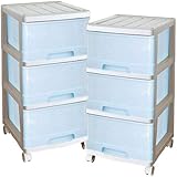 収納ケース スリム チェスト 深型 引き出し 3段 2個組 ホワイト／アイスブルー MJ-F3-2WNBL