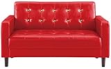 家具の赤や ソファ Cast(キャスト) 2人掛け バイキャストPVC ゴールドボタン 肘付き (レッド)