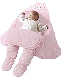 FEOYA ベビー 赤ちゃん おくるみ 寝袋 新生児 ふわふわ 暖かい リーパー バスローブ 出産祝い 3色入れ（ピンク　75X75cm）
