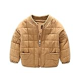 PANCY 子供服 秋冬 綿服 防寒 コート ジャケット ブルゾン 厚手 中綿 無地 シンプル 男の子(100cm,ライトブラウン)
