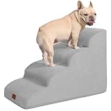 EHEYCIGA 犬 階段 ステップ ペット階段 ドッグステップ 犬 スロープ 高密度 滑り止め付き 安定性 カバー取り外し可能 洗える 小型犬適用（ライトグレー、40x75x50cm、4段）