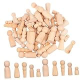 Abaodam 木製ペグ人形 50個セット 2.4インチ 未完成 ブランクペグドール Diyペイント可能 木製クラフト用 子供大人向け ハンドメイド装飾