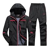 [Ｒｏｒｔｙｎｏ] ウィンドブレーカー 上下 裏フリース ジャージ メンズ 上下セット 裏起毛 暖かい スポーツ シャカシャカ 防寒 ジャケット ウインドブレーカー ズボン ウィンター 帽子付き 黒 3XL