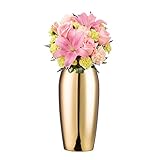 IMEEA フラワーベース 花瓶 花器 フラワーベース 24cm ステンレスかびん 花入れ 鏡面研磨仕上 ゴールド