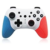Switch コントローラー 無線 ジャイロセンサー搭載 HD振動調整 TURBO連射機能調整付き(ブルー/レッド)