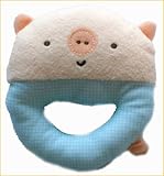 アナノカフェ＊穴原　里映デザインの可愛いベビー用品のマスコット☆にぎにぎ　 ガラガラ　おもちゃ＊出産祝いやギフトにもどうぞ (ぶたさん柄)