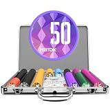 HEITOK ポーカーチップセット 500枚 11.5g 鉄芯 数字入り アルミケース付 トランプ付 ダイス付 ディーラーボタン付 カジノチップ