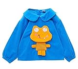 【SEBLES】 キッズ ベビー かえる キュート エプロン スモック 幼稚園 お絵かき 全3色 サイズ 75 80 90 100 クロスセット (ブルー,100)