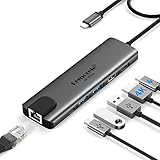 HDMI 出力 4K@60Hz ハブ 6-in-1 ドッキングステーション USB Type C ハブ HDMI(4K@60Hz）端子*1、USB-C（データ転送）ポート*1、Type-C（PD100W充電）ポート*1、インサート（10/100/1000Mbps)ポート*1、USB3.0（USB-A:5Gbpsデータ転送）*2