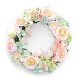 Lulu's ルルズ ピンクのミニローズと紫陽花のリース アーティフィシャルフラワー ナチュラルリース サイズ:約φ19cm×8㎝ ピンクのミニローズと紫陽花のリース Lulu's-1338