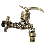 SunniMix ドラゴン彫刻　アンティーク　真鍮　シングル　冷水　蛇口　シンクタップ　　頑丈　　耐酸化性　耐腐食性