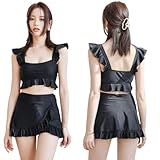 [catnow] 水着 レディース 体型カバー ビキニ 2点セット バックシャン バックフリル かわいい おしゃれ セパレート 可愛い カバ