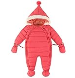 Snoneベビー カバーオール ロンパース フード付 冬 防寒アウター ジャンプスーツ 綿入れ 赤ちゃん 新生児 子供 男女兼用 出産祝い 子供誕生日70-90cm