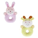 ベリーPresidentベビー乳児動物手Plush Rattleセットグリップリングウサギと鹿Non Toxic教育Grasping Teethingおもちゃのセット2
