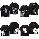 PUALL(プホール)ダンダダン ターボババア 招き猫 Tシャツ 半袖 メンズ レディース 綿 T-Shirt コスプレ衣装 インナーシャツ 大きい サイズ スポーツ シャツ トップス カジュアル コスチューム 快適 速乾性 ファッション (15,S)