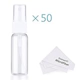 NEEWER 50-pack、20ml詰め替え容器と空のクリアプラスチックファインミストスプレーボトル　マイクロファイバークリーニングクロス付き　油、空気清浄、トナーなどクリーニングソリューションに最