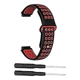 for GARMIN Foreathlete 235J 230J用 ベルト バンド 交換バンド シリコン スポーツバンド アクセサリー 通気性に優れ for ガーミン Foreathlete 735XTJ 220J 230J 235J 620J 630J Approach S20 S5 S6対応 交換ベルト 工具付き (ブラック&レッド)