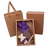 結婚式のバレンタインデーの誕生日（ライトパープル）のための7個のバラ人工フラワーブーケ手作り石鹸フラワーデコレーションギフト