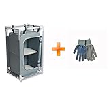 KEM 2 Stage tier Multi Use Cabinet for Outdoor Camping & KEM Logo Nylon work Gloves with Dots 屋外キャンプ