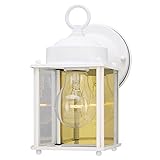 Westinghouse 6697100 One-Light Exterior Wall Lantern, White Finish on Steel with Clear Glass Panels 