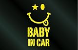 アトリエDOM ニコちゃんステッカー Dタイプ 黒 BABY IN CAR