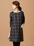 Angeliebe エンジェリーベ マタニティ 授乳口 付 サック ワンピース 授乳服 妊婦服 産前 産後 9号 ブラウン チェック