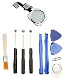 Games&Tech White Touch ID Sensor Home Button Key Flex Ribbon Cable Assembly + Tools for iPhone 6 & 6