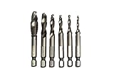 HSS タップドリルセット ねじ切り 六角軸 スパイラル ドリルビット 穴あけ M3-M10 6本セット
