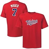マジェスティックMinnesota Twins # 7ジョー・マウアーレッドPlayer Tシャツ( Small )