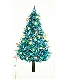 クリスマスツリータペストリー【6ｍ星形イルミネーションライト付き】75ｘ150㎝ クリスマスタペストリー クスマス飾り 壁掛け クリスマス飾り壁 タペストリー 大判 (150*75(ライト:カラフル))
