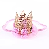 Tonsee ベビー ガールズ ヘアバンド レース 髪飾り 超可愛い フラワークラウン ヘアアクセサリー (ピンク)